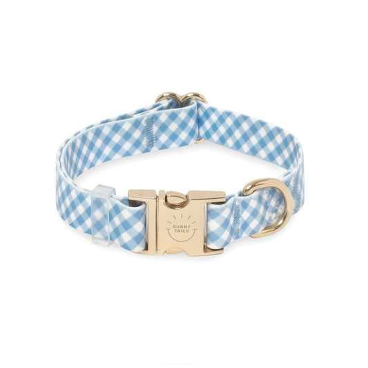 Malibu Blue Gingham Waterproof Dog Collar